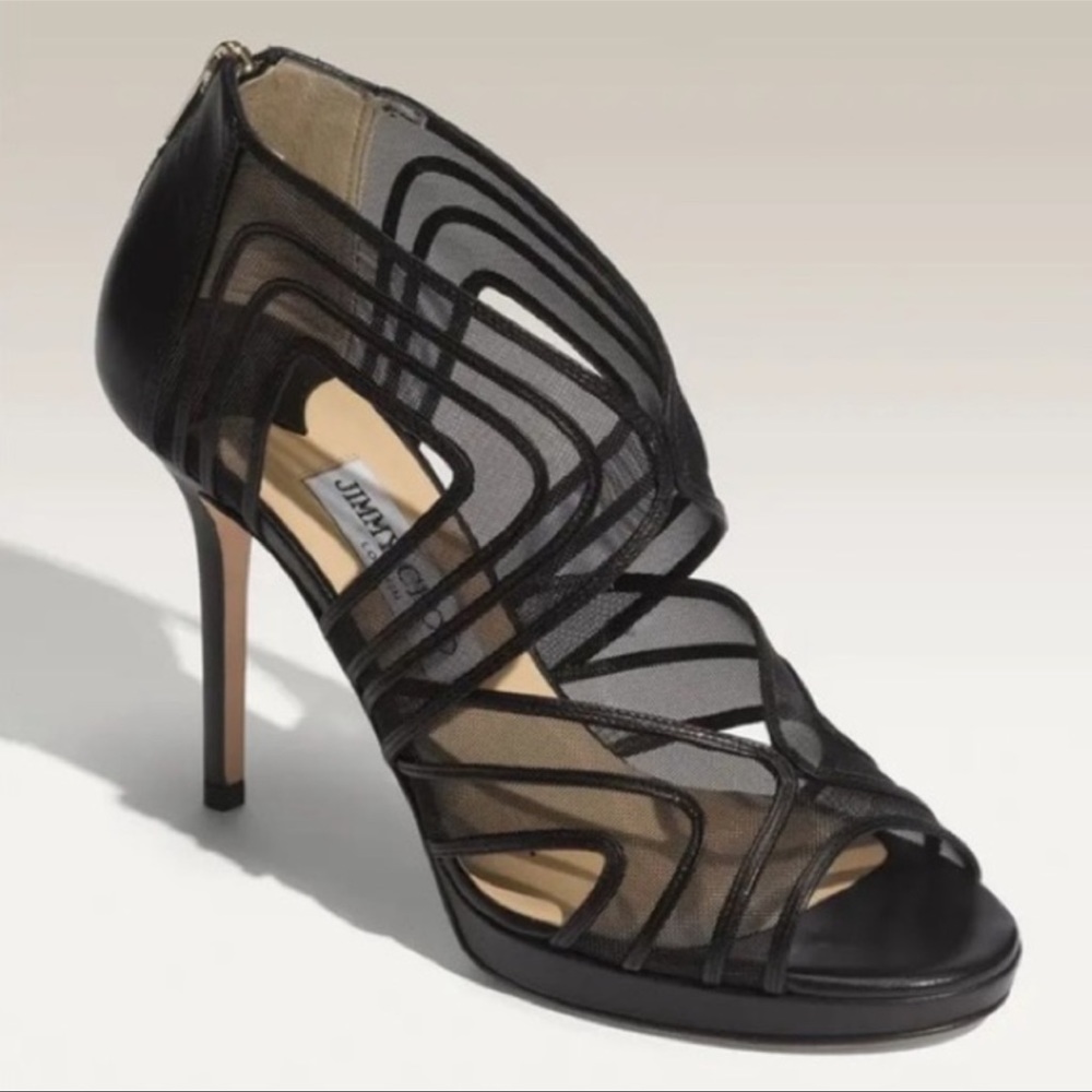 Jimmy Choo Black Mesh Heels